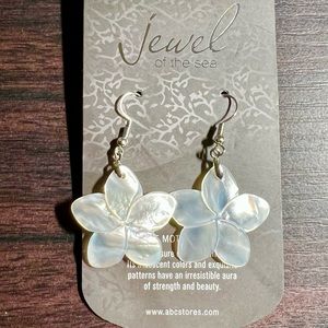 GENUINE MOTHER-OF-PEARL Plumeria Earrings